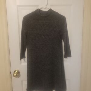 Thyme & Honey Mock Neck Shirt Dress With 3/4 Sleeves Marled Grey Size Small